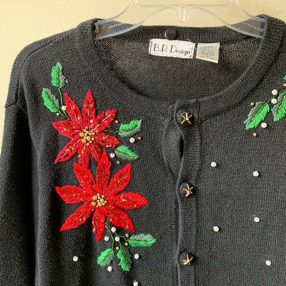 B. P. Design pointsettia Beaded Christmas Sweater - Picture 2 of 7